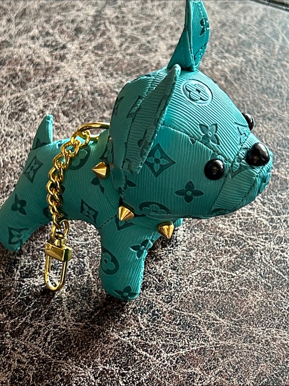 Luxury Teal Dog Keychain Accessory - Designer Style